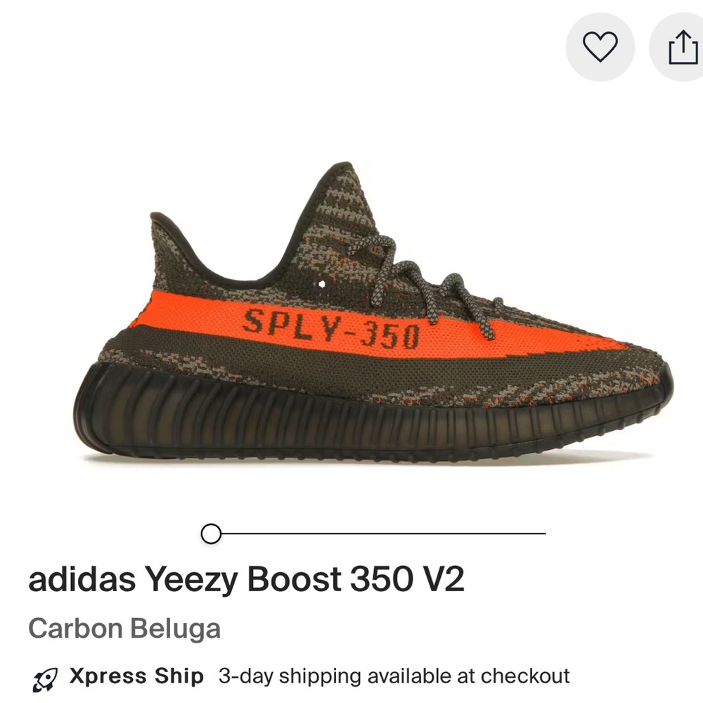 5.5Y Adidas Yeezy Boost 350 V2- Carbon Beluga